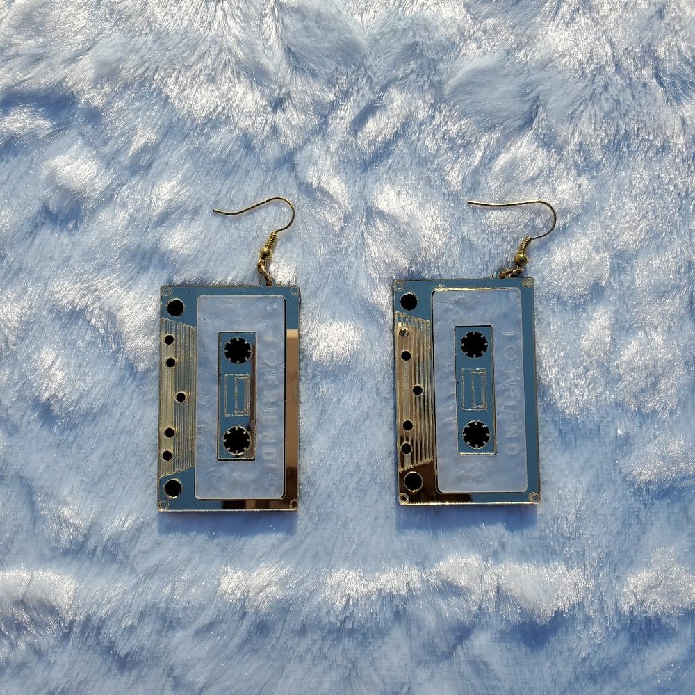 Gold Cassette Tape Earrings